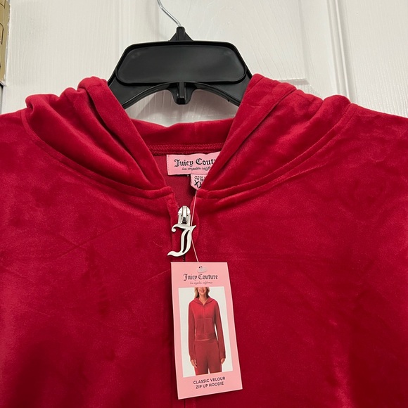 Juicy Couture Size XXL Velour Bling Tracksuit Set Red Rhinestone jacket pants - Picture 8 of 10